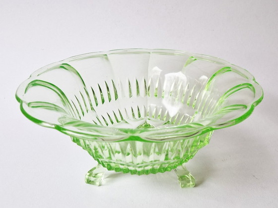 Image 1 of Fruttiera Art Déco in vetro uranio - anni '30