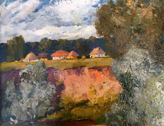 Image 1 of Originales Vintage-Ölgemälde: Ländliche Landschaft, Naturlandschaft