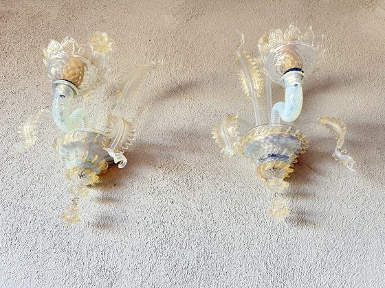 Vintage paar Murano wandlampen – Metaal, Murano Glas (photo 3 of 14)