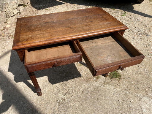 Bureau en chêne 2 tiroirs 97x58cm