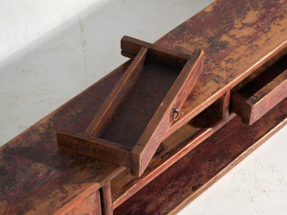 Ancien meuble bas long en bois de pin peint – Chine, circa 1930 – Vaisseliers, Iron (photo 21 of 40)