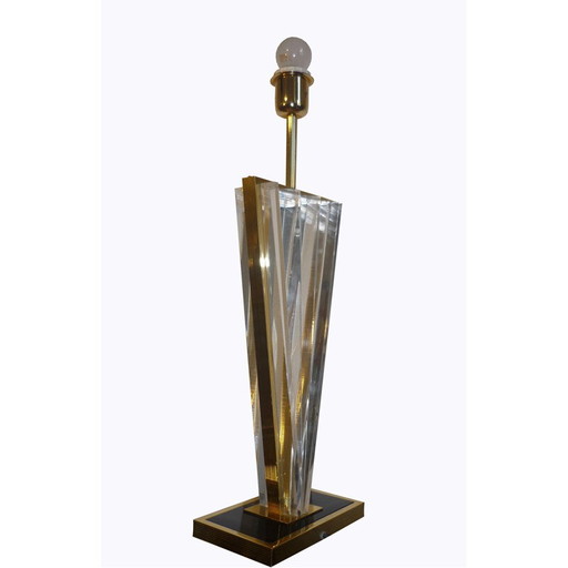 Lamp van plexiglas en messing uit de Mid Century - jaren 1970