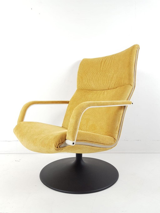 Vintage Artifort Nieuw Gestoffeerd Geel – fauteuils, Metal, Textile