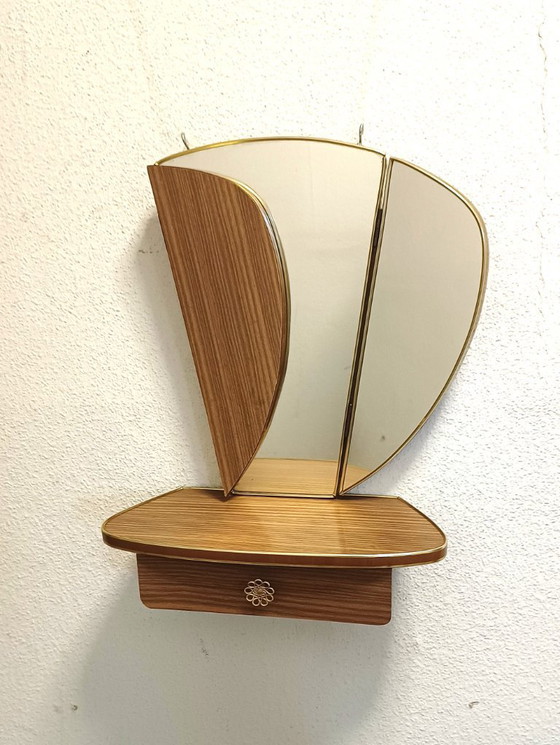 Image 1 of Fifties hooded mirror with side leaves