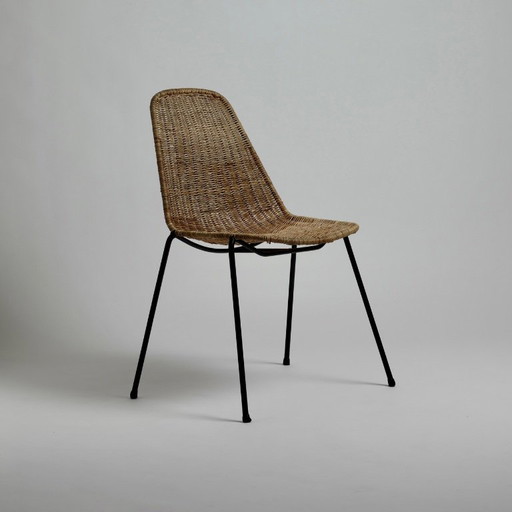Vintage Korbsessel von Gian Franco Legler, 1960er Jahre – eetkamerstoelen, Iron, Wicker
