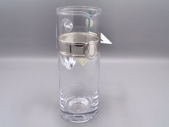 Image 1 of Karaf van geblazen glas met een band van 925 zilver.