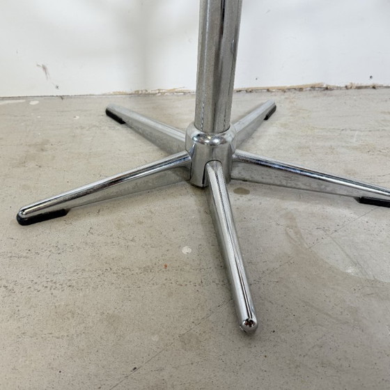 Image 1 of Vintage bar stools, chrome with wooden seat