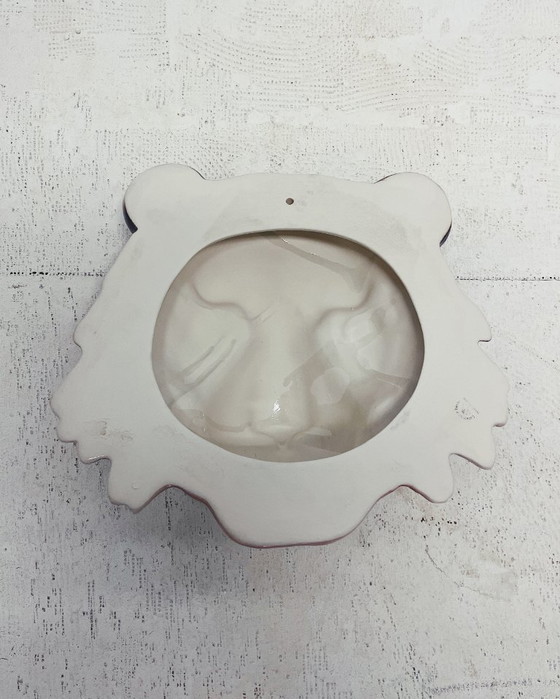 Image 1 of Masque mural léopard en céramique rose