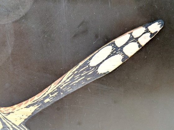 Image 1 of Grande vassoio di metà secolo di Couroc of Monterey | Intarsio Roadrunner | Resina fenolica nera