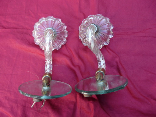 Paire Appliques Miroir Coupelles, Vintage, Années 40