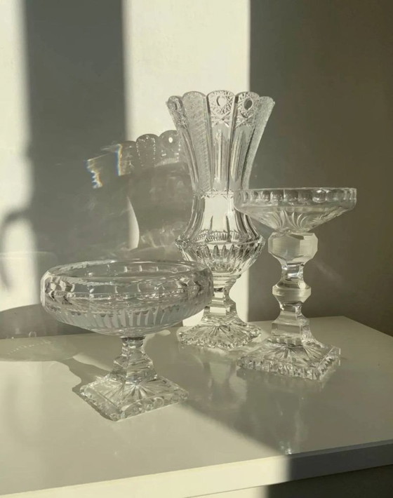 Image 1 of Rare Set of 3 Bohemian Crystal Objects – Historicism Period (ca. 1880-1890)