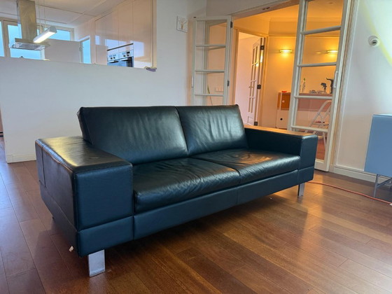 Divano design 3 posti Leolux Antipode in pelle nera, 2009, Divani 3 posti, Metallo, Nero, Modern (foto 6 di 7)