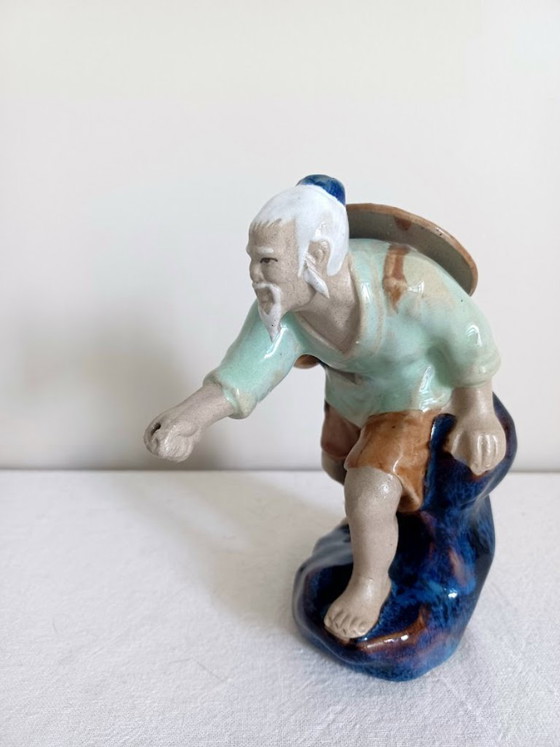 Image 1 of Vintage Shiwan Art Pottery - Trio Chinese Mudmen / Geglazuurde keramiek ('70-'80)