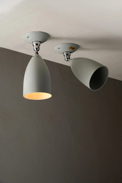 Set di 2 Lampade Coniche Direzionali da Parete o Soffitto Philips, Belgio, ca. anni '50
