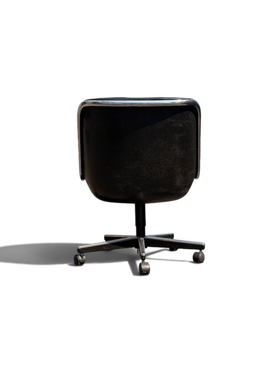 Fauteuil Pollock Knoll cuir noir sans accoudoirs, piètement roulettes – Leather (photo 3 of 10)