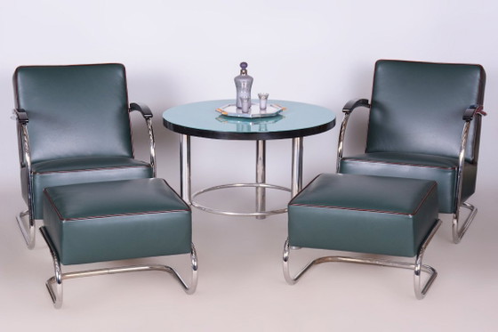 Restored Bauhaus Stool, by Robert Slezák, Chrome, Leather, Czech, 1930s (photo 8 of 20)