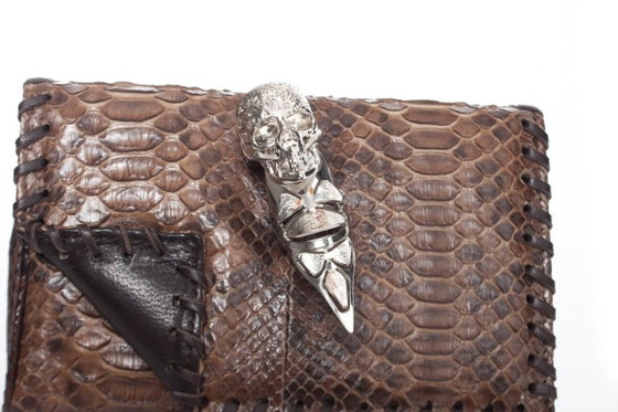Image 1 of Maison Du Posh, braune Python-Clutch