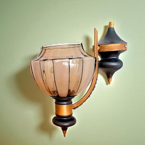 Image 1 of Grande lampada da parete in vetro fumé Art Déco