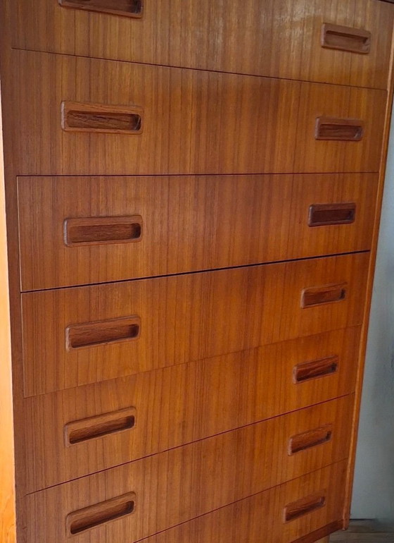 Image 1 of Teakhouten ladekast met 7 laden van Borge Dam, Denemarken, jaren 60.