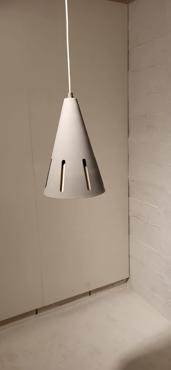 Hala Zeist H.Th.J.A. Busquet Conical Pendant lamp, 1950s, Metal, Grey, Vintage (photo 3 of 11)