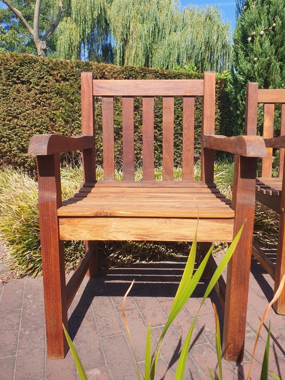 2x Teak Blokstoelen Met Leuning – Tuinstoelen, Wood (photo 3 of 5)