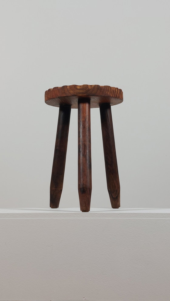 Image 1 of Vintage three-legged wooden stool, milking stool