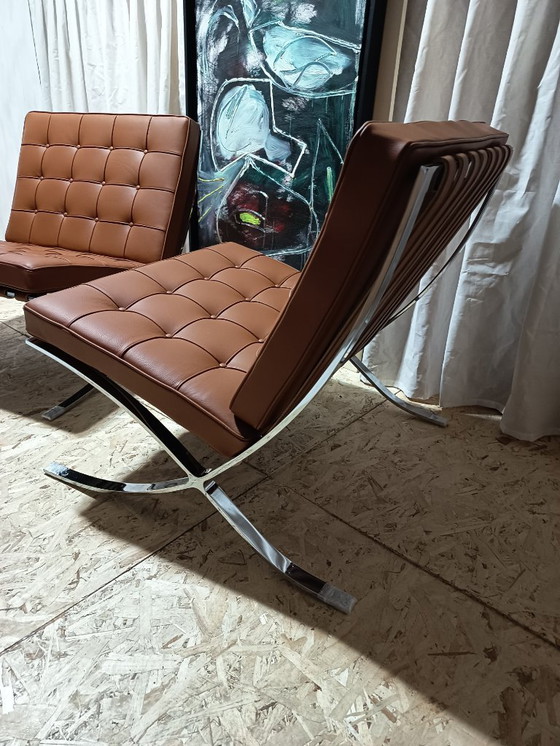 Image 1 of Sillones KNOLL Studio Barcelona (NUEVA Serie 2026) en piel natural (color coñac)