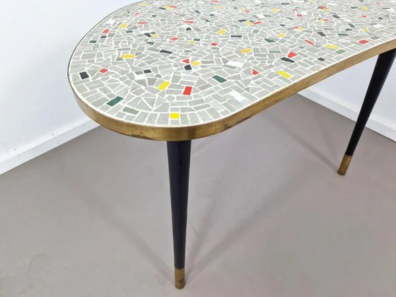 Mesa de Centro Mosaico Mid-Century, Libros de arte, Latón, Negro, Mid Century Modern (foto 9 de 10)