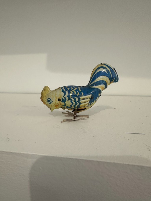 Jouet ancien en tôle – Oiseau mécanique coloré – Années 1950/60