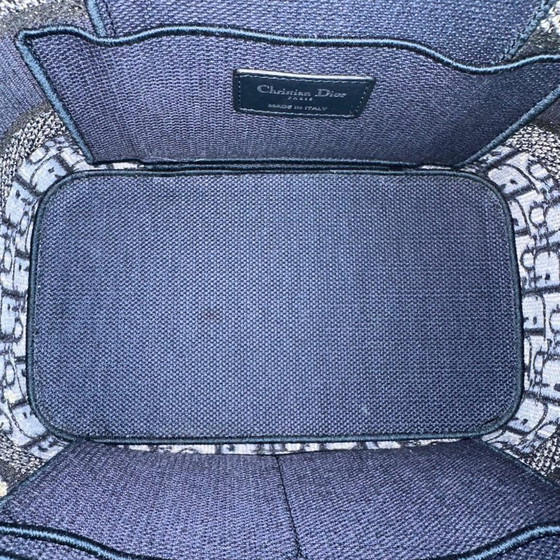 Image 1 of DIOR VANITY OBLIQUE EMBROIDERY TOP HANDLE CAG IN JACQUARD BLUE SHW