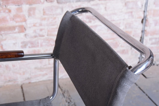 Poltrona Bauhaus restaurata, disegnata da Marcel Breuer per Thonet, in cromo, ceca, anni '30. – Poltrone (photo 17 of 17)