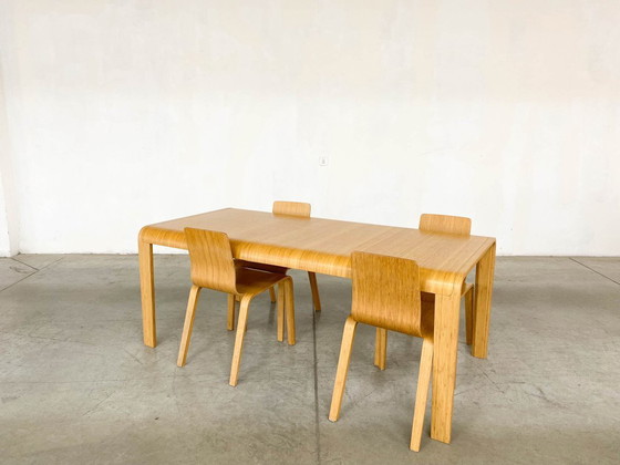Image 1 of Bamboo Dining Set Table and Chairs by Henrik Tjaerby for Artek Studio, Set of 5
