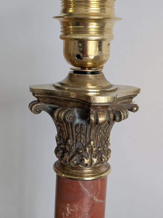 Elegant Neoclassical Column Lamp in Marble and Bronze, Table lamps, Stone, Gold (photo 2 of 13)