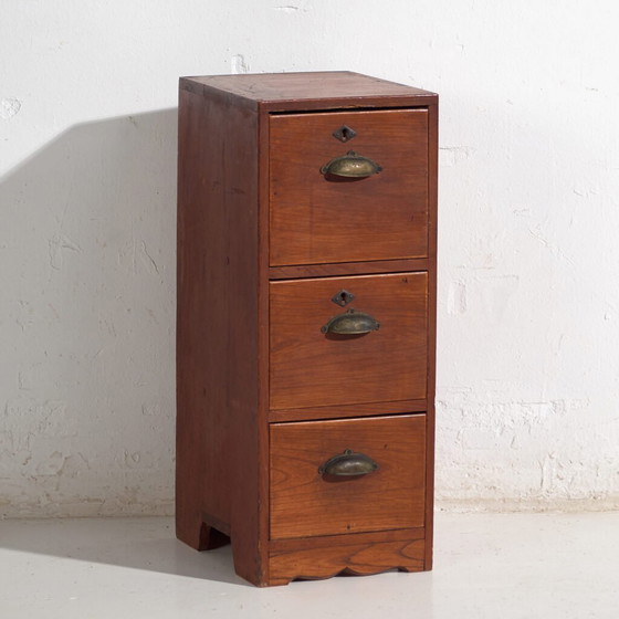 Small antique Japanese file cabinet - Showa Period (c. ) #89 – Filing cabinets, Metal (photo 4 of 40)