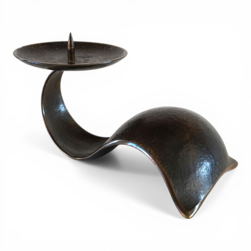 Bauhaus Sculptural Bronze Candlestick by Benno Meyer, 1930