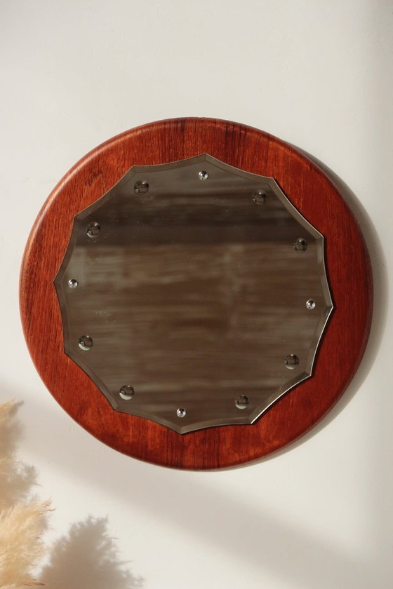 Image 1 of Vintage Round Teak Mirror from the 1960s - 02.10.25.03
