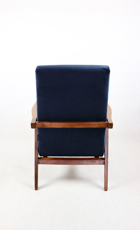 Image 1 of Vintage Loft fauteuil in marineblauw fluweel, 1970