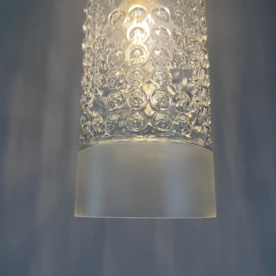 Image 1 of Suspension Peill & Putzler - cylindre en verre bullé - style milieu du siècle