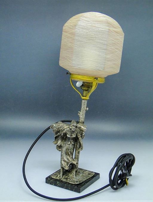 20th Century Sturm Night Lamp by J. Beck, Germany, 1890s – tafellampen, Glass, Marble (photo 2 of 13)