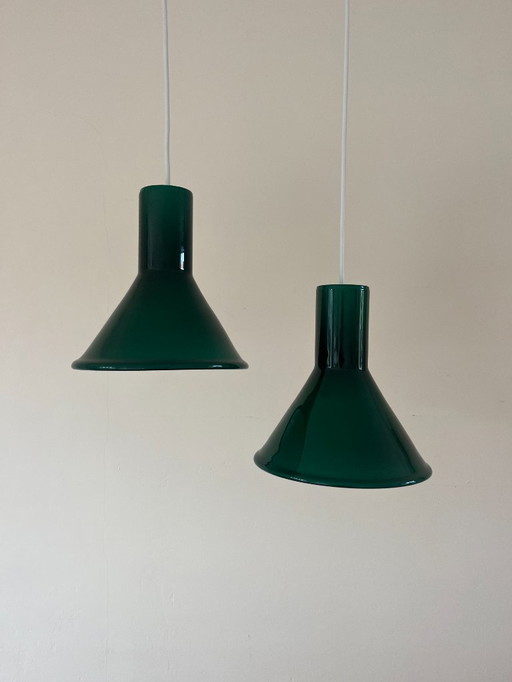 Vintage-Set mit 2 Holmegaard P&T Pendeln – Michael Bang – handgefertigt