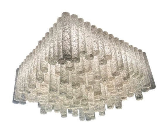 Image 1 of Lampadario da soffitto anni '60-'70 di Doria Leuchten Germania Vetro ghiaccio