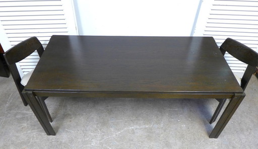 belle table de salle à manger extensible brutaliste en wengé