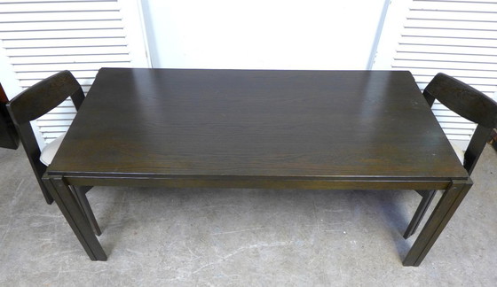 Image 1 of bellissimo tavolo da pranzo brutalista allungabile in wengé