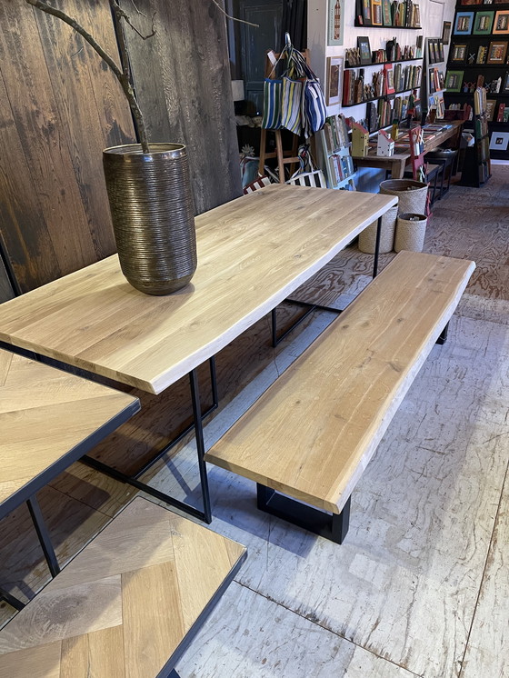 Image 1 of Tree trunk dining table + tree trunk bench oak