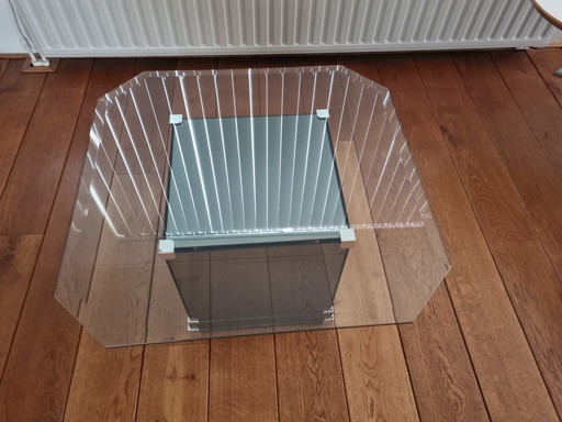 Glass cube mirror coffee or side table