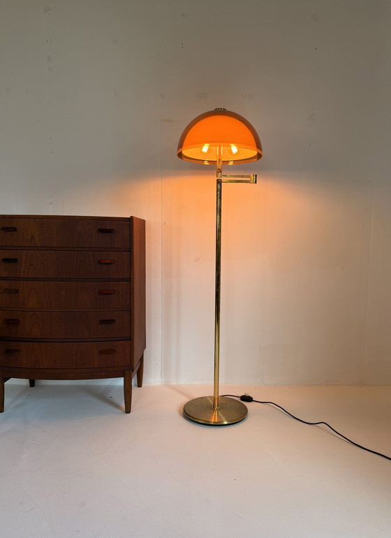 Image 1 of Lampada da terra a fungo in ottone vintage, Swisslamps anni '70