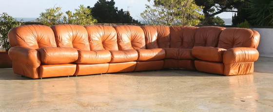 Image 1 of Fauve" Leather Modular Sofa