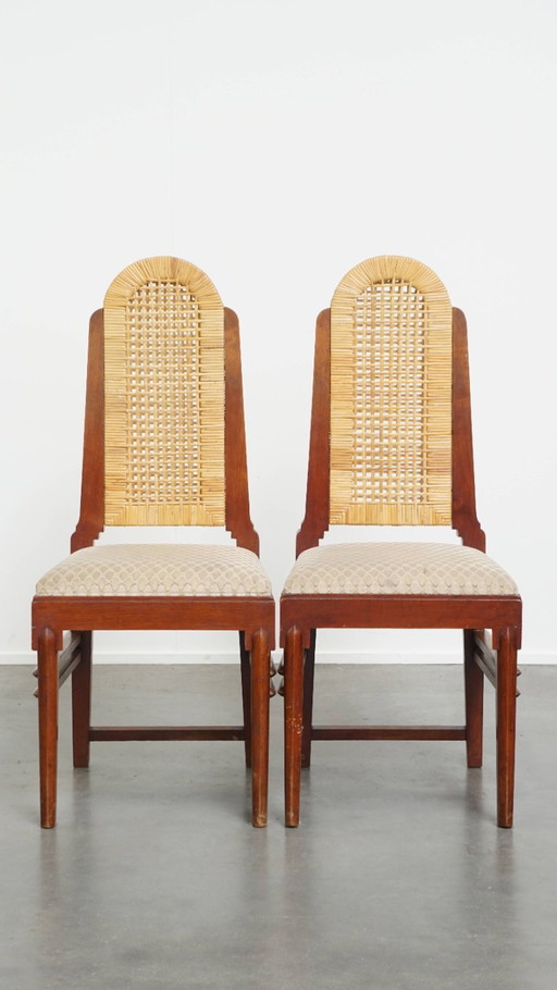2 sedie da pranzo in stile Art Déco con struttura in legno e sedile in tessuto sfoderabile. – eetkamerstoelen (photo 2 of 13)