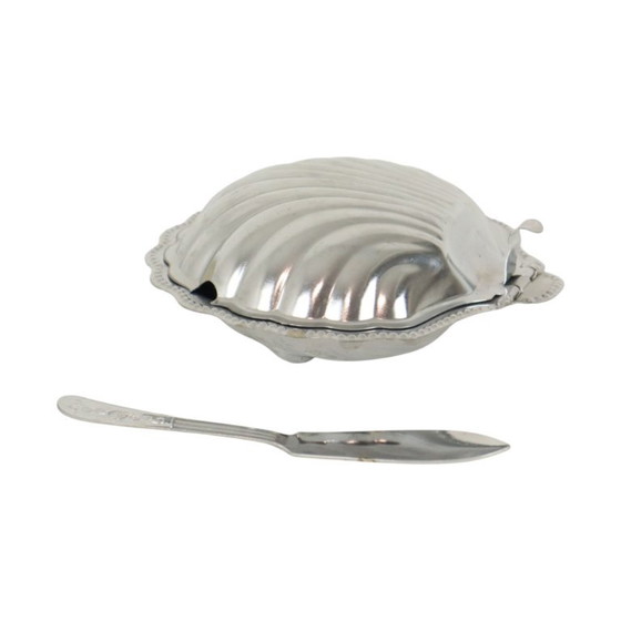 Burriera vintage a forma di conchiglia di capasanta. – Accessori da tavola, Chrome, Glass (photo 9 of 12)