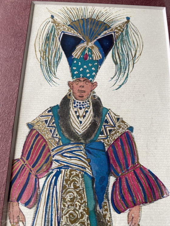 Image 1 of Leon Bakst 1927 Dibujo original - Traje de Barbizon